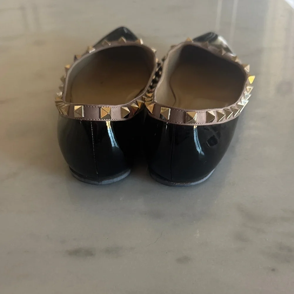 Valentino Black Patent Studded Flats
